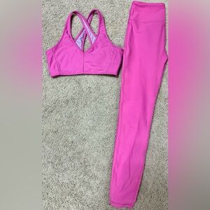 LoveShackFancy Vibrant Pink Activewear Set - Sports Bra and Leggings - size Sma